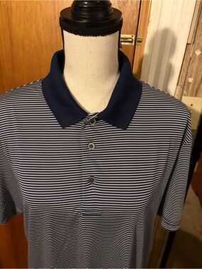 Grand Slam Navy and White Striped Polo